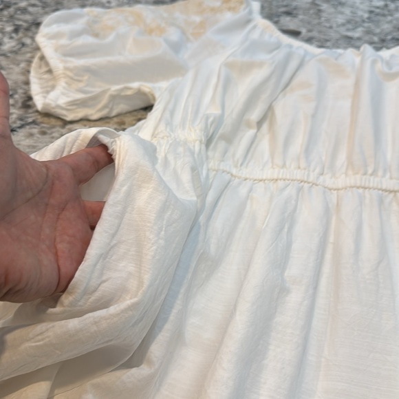 Knox Rose | Boho Embroidered Floral Puff Sleeve Dress in White Size XXL - Picture 12 of 13
